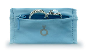 light Blue wristband with zipper  to secure engagement ring