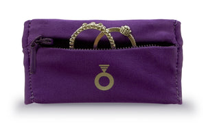 Purple wristband with zipper to secure wedding ring